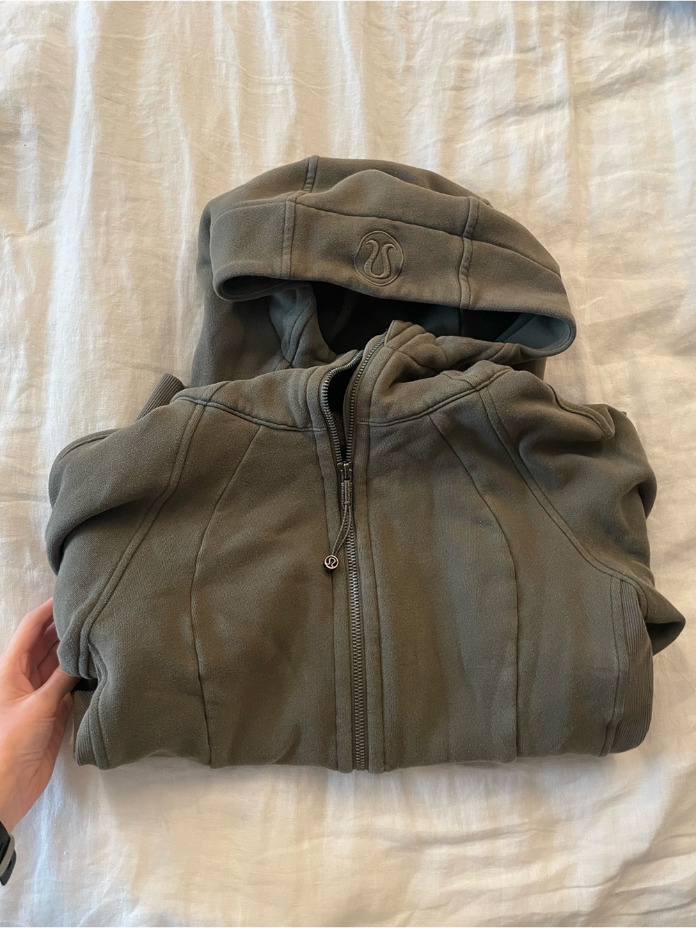 Lululemon Olive Green Hooded Zip-Up Scuba